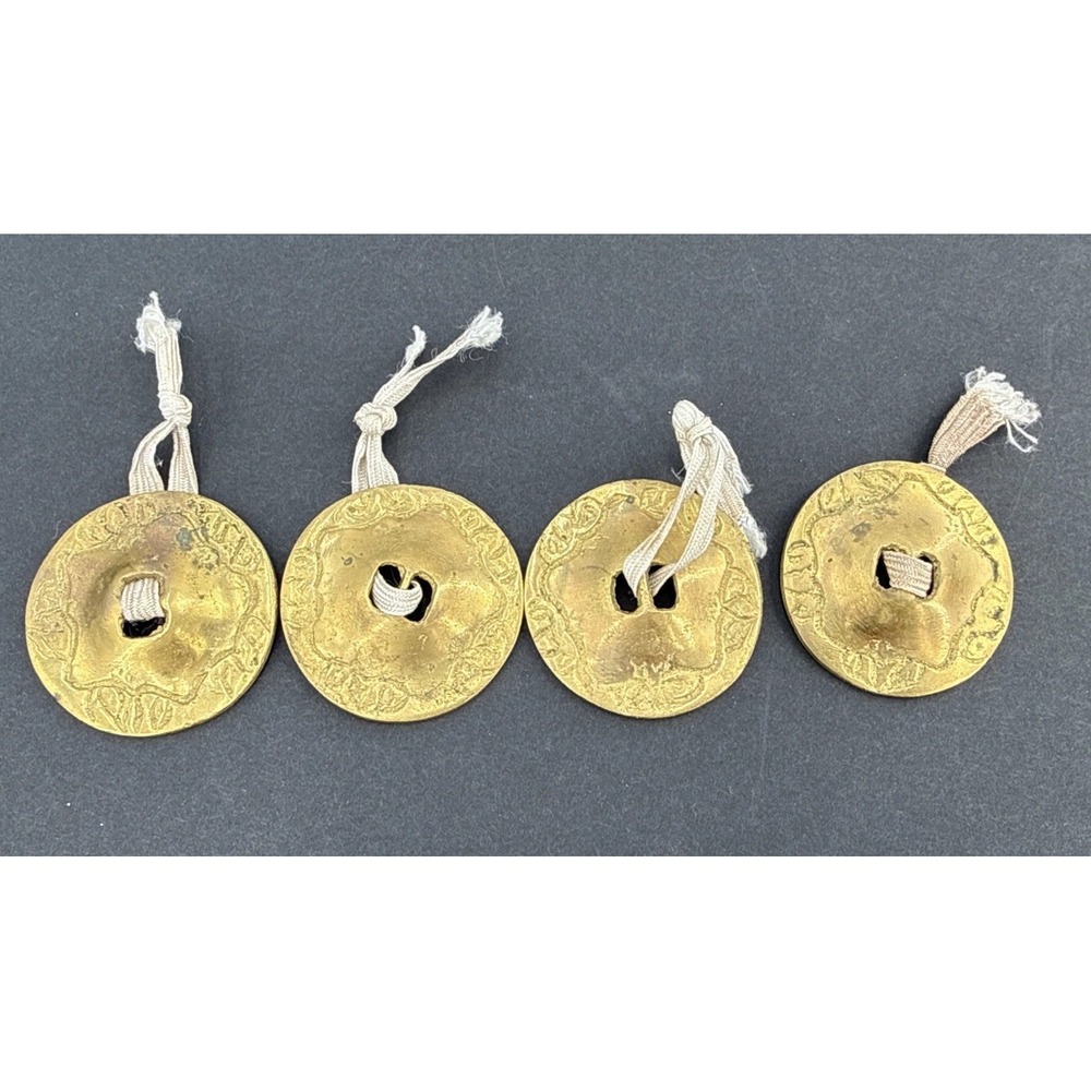 Vintage Brass Finger Cymbals Belly Dancing Musical Instruments Set of 4 Ornate